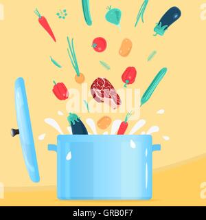 pot kitchen food pan cooking icons set vector Stock Vector Image & Art ...