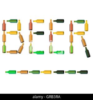 Green Brown Glass Beer Bottles Stock Vector