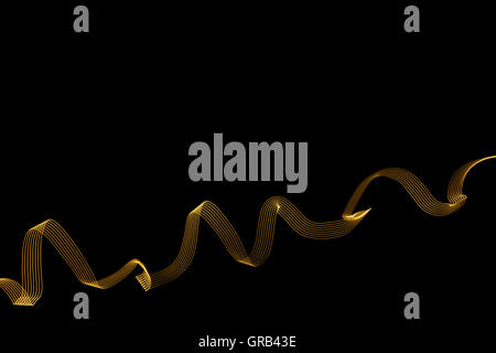 Long night exposure of light in motion, creating light trails. Abstract pattern on black. Stock Photo