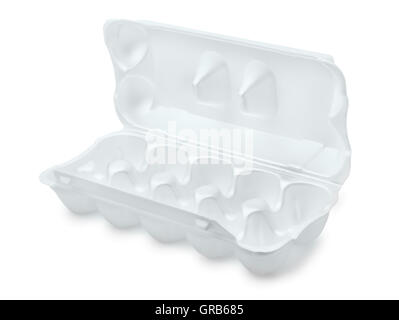 Open foam egg box isolated on white Stock Photo