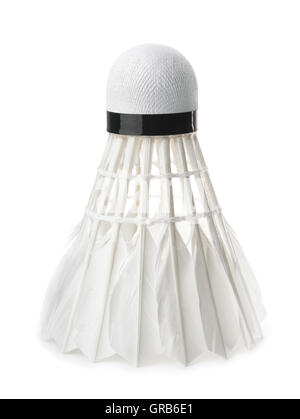 White badminton feather shuttlecock isolated on white Stock Photo