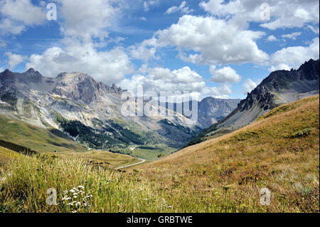 Landscape Between Pass Galibier And Pass Lautaret, French Alps, France Stock Photo