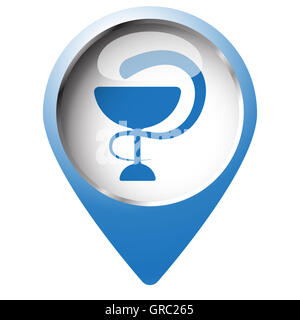 Map pin symbol with Medical icon. Blue symbol on white background Stock ...
