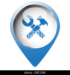 Map pin symbol with Service icon. Blue symbol on white background Stock ...