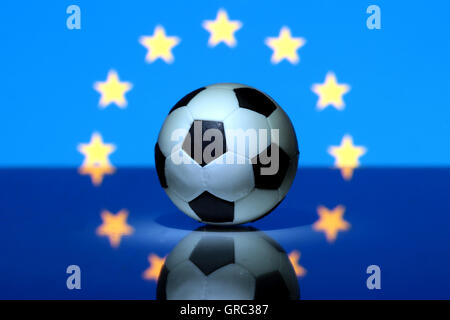 Soccer Ball With Eu Flag Stock Photo