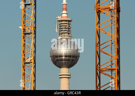 Construction Work At Berlin Fernsehturm Stock Photo