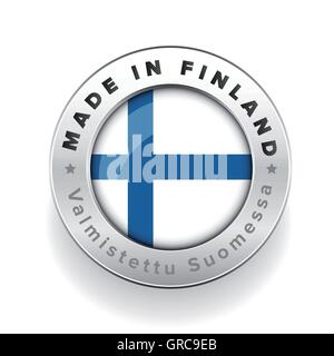 Made in Finland button with finnish translation Stock Vector