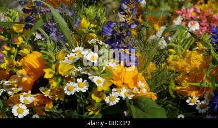 Colorful Bouquets At The Weekly Market Stock Photo