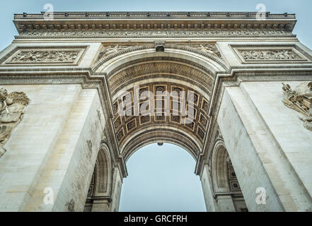 Arc de Triomphe of Paris in details Stock Photo