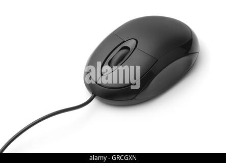 Black optical computer mouse isolated on white Stock Photo