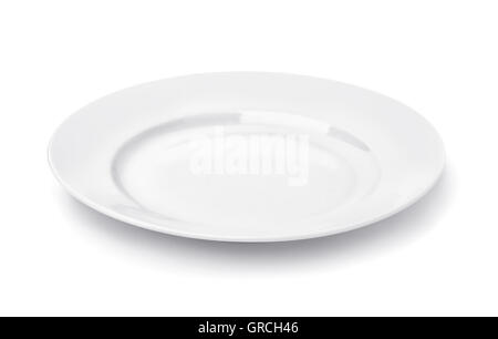 White round empty dinner plate isolated on white Stock Photo