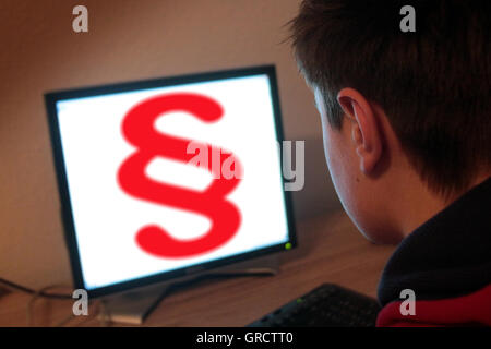 Paragrapg On Flat Screen With Teenager Stock Photo