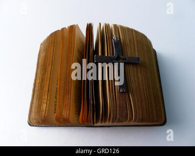 Hymn-Book, Cross, Symbol For Faith, Religion, Christianity Stock Photo