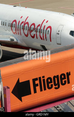 Airberlin Aircraft At The Gate At Tegel Airport, Berlin Stock Photo