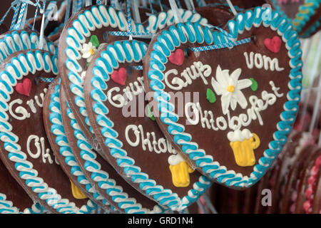 Gingerbread Heart Greetings From Oktoberfest Munich Stock Photo