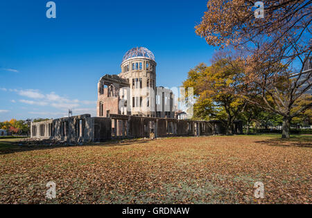 The Atomic Bomb Dome or Genbaku Dome is the Nuclear Memorial at Hiroshima , Japan Stock Photo