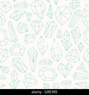 Seamless pattern made of line art crystals Stock Vector