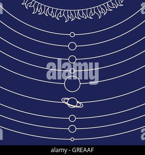 Parade of planets in solar system Stock Vector