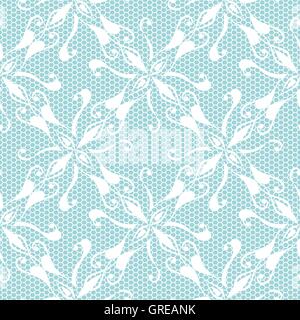 Seamless lace pattern on blue background Stock Vector