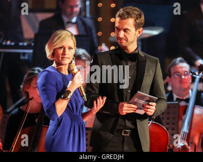 Singer Helene Fischer And Presenter Florian Silbereisen In Advent Festival Of 100,000 Lights 2015 In Suhl Stock Photo