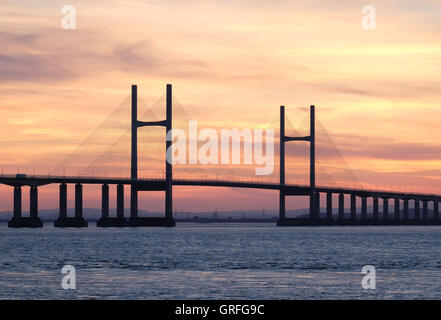 The Second Severn Crossing, a cable-stayed bridge built in 1995 to carry the M4 motorway across the Severn Estuary in the UK Stock Photo