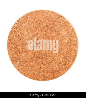 Brown Round Cork Coaster Isolated on White Background Stock Photo