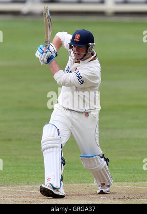 John Maunders in batting action for Essex - Essex CCC vs Leeds/Bradford UCCE - Friendly Match at the Ford County Ground, Chelmsford - 04/04/10 Stock Photo