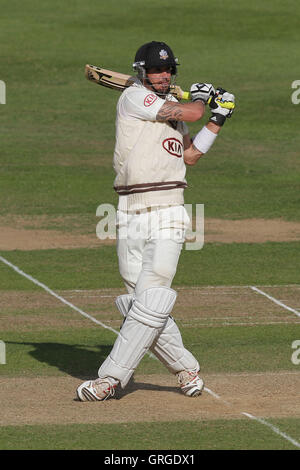 Kevin Pietersen of Surrey hits four runs for his team - Surrey CCC vs Essex CCC - LV County Championship Division Two Cricket at Whitgift School - 19/05/11 Stock Photo