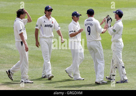 Essex players celebrate the wicket of Rory Hamilton-Brown - Surrey CCC vs Essex CCC - LV County Championship Division Two Cricket at Whitgift School - 20/05/11