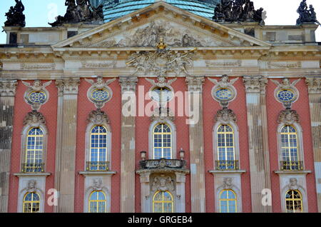 windows and facade of new palace at castle sanssouci, potsdam, germany Stock Photo