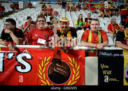 GSP Stadium, Cyprus. 06th Sep, 2016. World Cup 2018 qualification football. Cyrpus versus Belgium. Belgian supporters at the game © Action Plus Sports/Alamy Live News Stock Photo