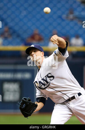 St. Petersburg, Florida, USA. 7th Sep, 2016. WILL VRAGOVIC | Times.Tampa Bay Rays starting pitcher Drew Smyly (33) throwing in the first inning of the game between the Baltimore Orioles and the Tampa Bay Rays in Tropicana Field in St. Petersburg, Fla. on Wednesday, Sept. 7, 2016. © Will Vragovic/Tampa Bay Times/ZUMA Wire/Alamy Live News Stock Photo