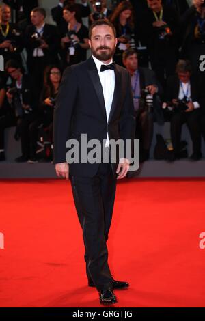 Venice, Italy. 7th Sep, 2016. Director Pablo Larrain arrives for the premiere of the movie 'Jackie' in competition at the 73rd Venice Film Festival in Venice, Italy, Sept. 7, 2016. Credit:  Jin Yu/Xinhua/Alamy Live News Stock Photo