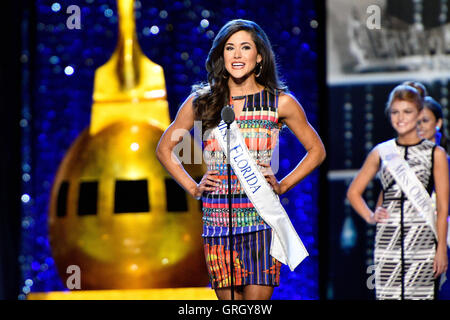 Atlantic City, New Jersey, USA. 7th Sep, 2016. Miss Florida, COURTNEY SEXTON, speaking during the second night of preliminary competition. Credit:  Ricky Fitchett/ZUMA Wire/Alamy Live News Stock Photo