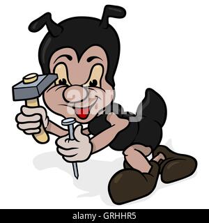 Ant Holding Hammer Stock Vector
