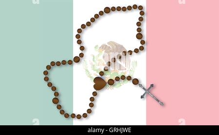 Rosary With Mexican Flag Stock Vector