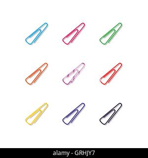 Set of multicolored paper clips, vector illustration. Stock Vector