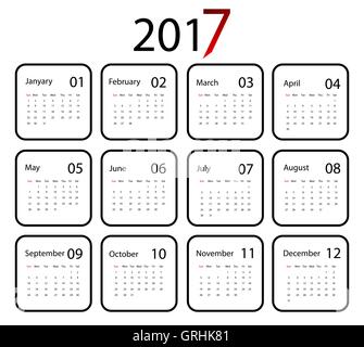 Vector calendar for 2017 Stock Vector