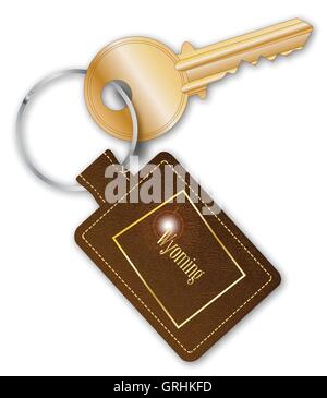 Wyoming Key Fob With Key Stock Vector