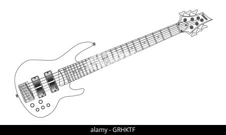 Six String Wide Neck Bass Stock Vector