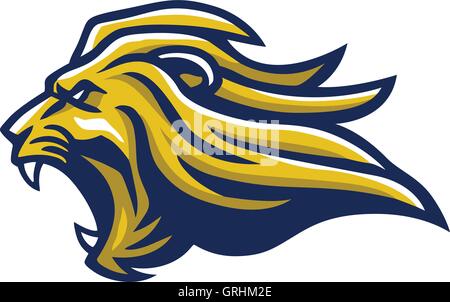 Angry Lion Head Roaring Mascot Vector Illustration Stock Vector