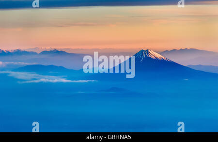 Aerial view of Mount Fuji in the morning Stock Photo