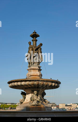 Fountain in Place de la Bourse, Bordeaux, Gironde, Aquitaine, France, Europe Stock Photo