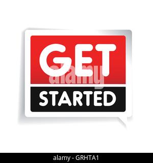 Get started label vector Stock Vector