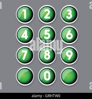 Green button number set vector Stock Vector
