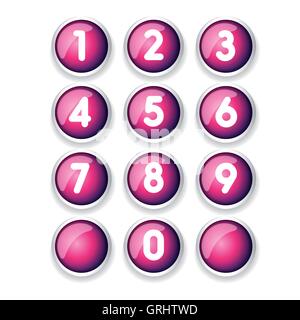 Red button number set vector Stock Vector