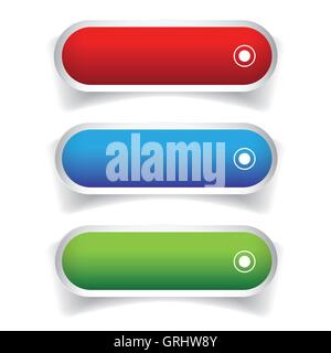 Empty web buttons vector - gree, blue, red Stock Vector