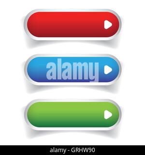 Empty web buttons vector - gree, blue, red Stock Vector