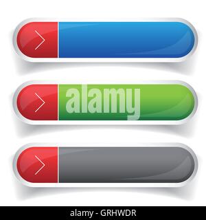 Empty web buttons vector - green, blue, red Stock Vector