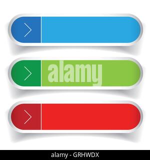 Empty web buttons vector - green, blue, red Stock Vector